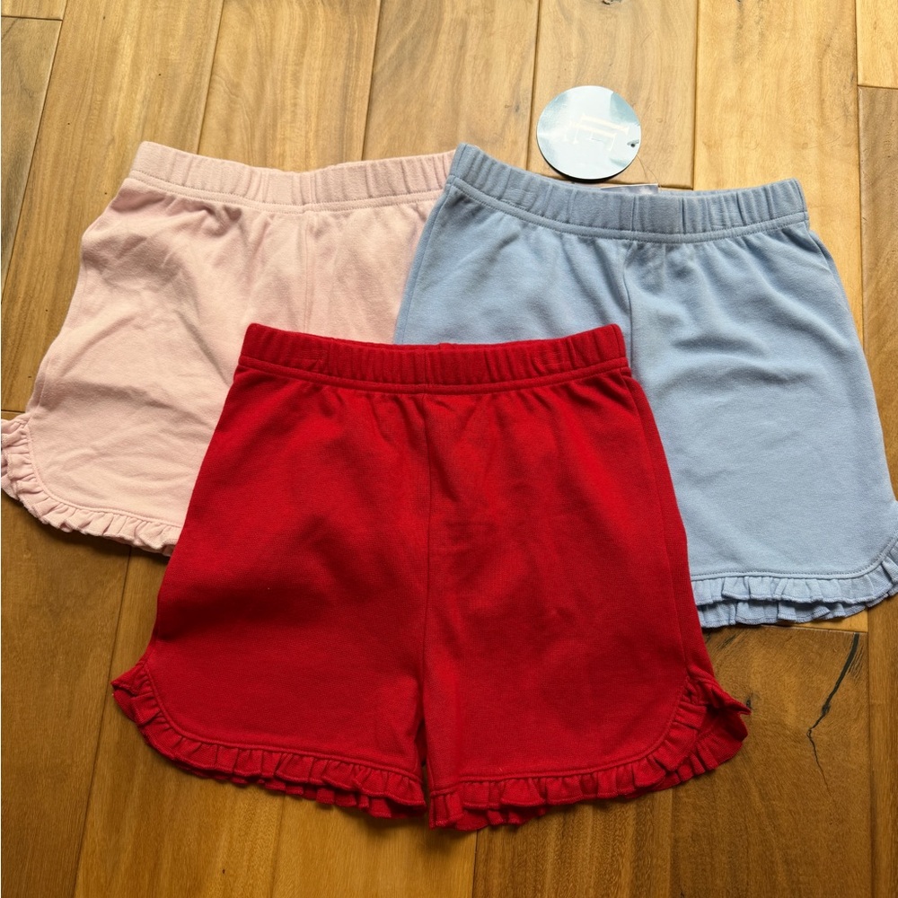 Little English Red Knit Ruffle Hem Shorts